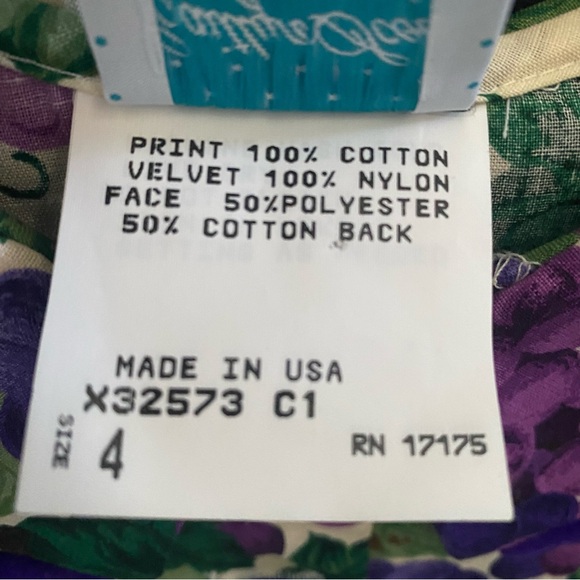 Caitlyn Scott Grapevine Grapes Print Girl's Dress Velvet Vintage Autumn - Picture 4 of 6